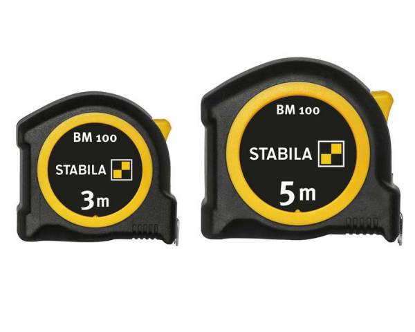 STABILA Rollmeter / Taschenbandmaß BM 100, metrische Skala