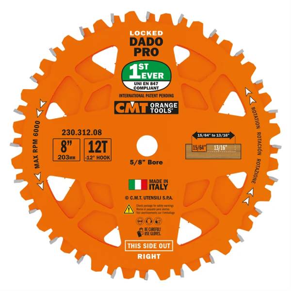 CMT Nutscheibe im Set DADO PRO - D203x6,2-20 d15,87 Z12 HW - 230.312.08