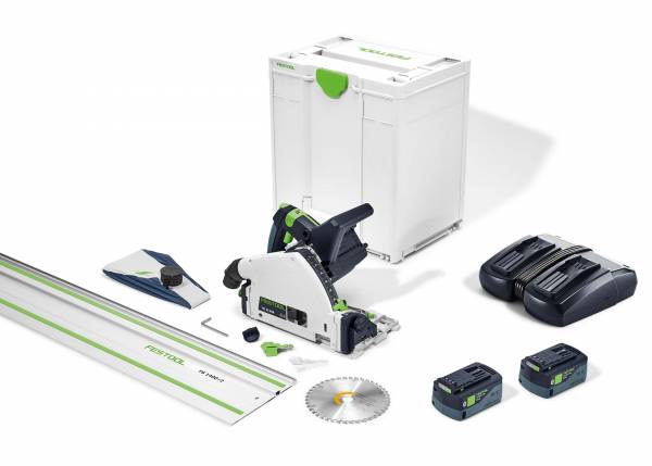 SET: Festool Akku-Tauchsäge TSC 55 KEBI-Plus/XL-FS + 2x 5.0 Ah Akkupacks + 1x Doppel-Schnellladegerät + 1x 1400mm Schiene - 577391