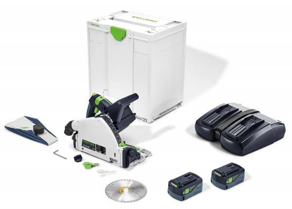 Festool Akku-Tauchsäge TSC 55 KEBI-Plus/XL + 2x 5.0 Ah Akkupacks + 1x Doppel-Schnellladegerät - 577342