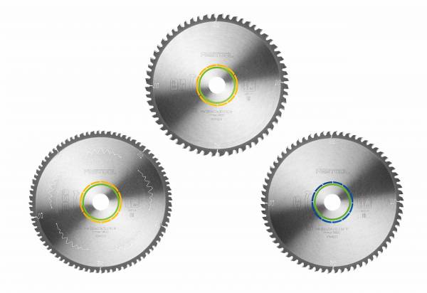 SET: Festool Kreissägeblatt-Set Ø 260 mm - "ESSENTIAL" - 1x Wood Fine Cut / 1x Wood Universal Cut / 1x Aluminium-Plastics - 578570