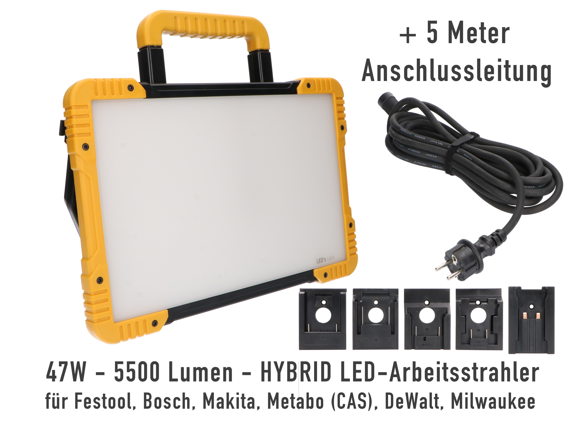 LED Akku-LED-Arbeitsleuchte, 1350 Lumen, bis zu 48 h Leuchtdauer, IP 54