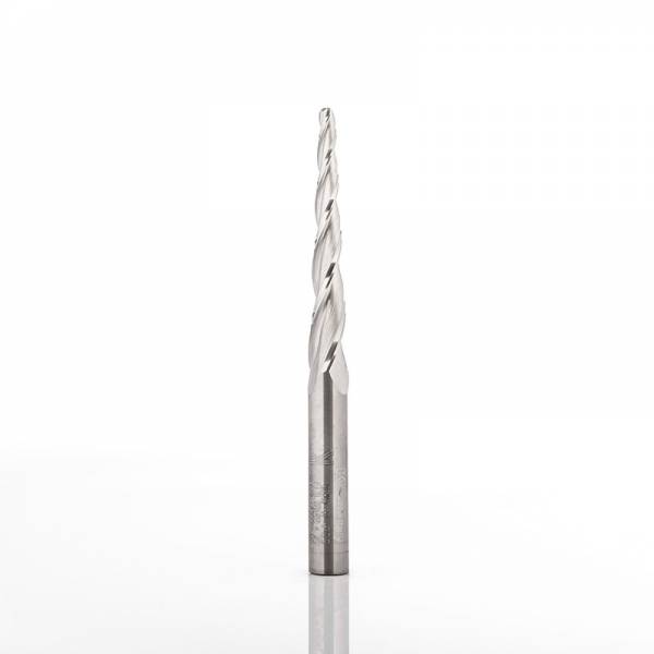 Ø 0,8 x 25 mm R0,4 - VHM Konischer Radien-Spiralnutfräser - Dreischneidig - Schaft 6 mm