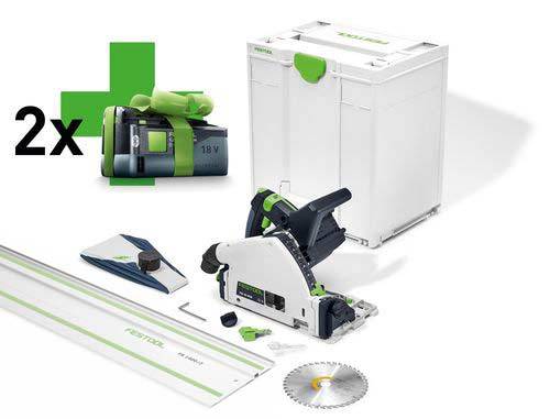 SET: GRATIS AKKU - Festool Akku-Tauchsäge TSC 55 KEB-Basic-5,0 + Führungsschiene FS 1400/2 - 577025+491498