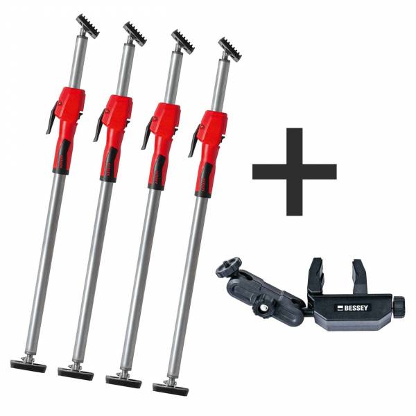 SET: Bessey 4x Decken- und Montagestützen STE300 mit Pumpgriff + Laser-Halterung GRATIS