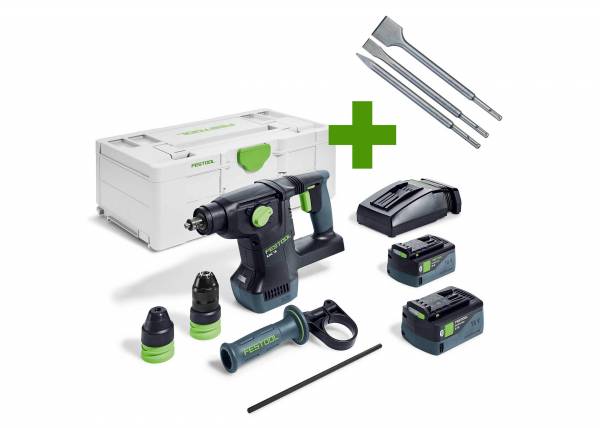 SET: Festool Akku-Kombihammer mit Meißelfunktion KHC 18 5,0 EBI-Plus + 3-teiliges Meißel-Set