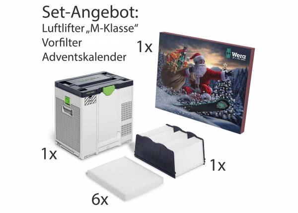 SET: Festool Luftreiniger SYS-AIR M - bis zu 680 m³/h Luftumwälzung + Vorfilter + Adventskalender 2024