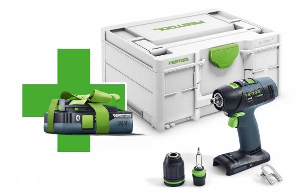 GRATIS AKKU - Festool Akku-Bohrschrauber T 18+3-Basic - 577051